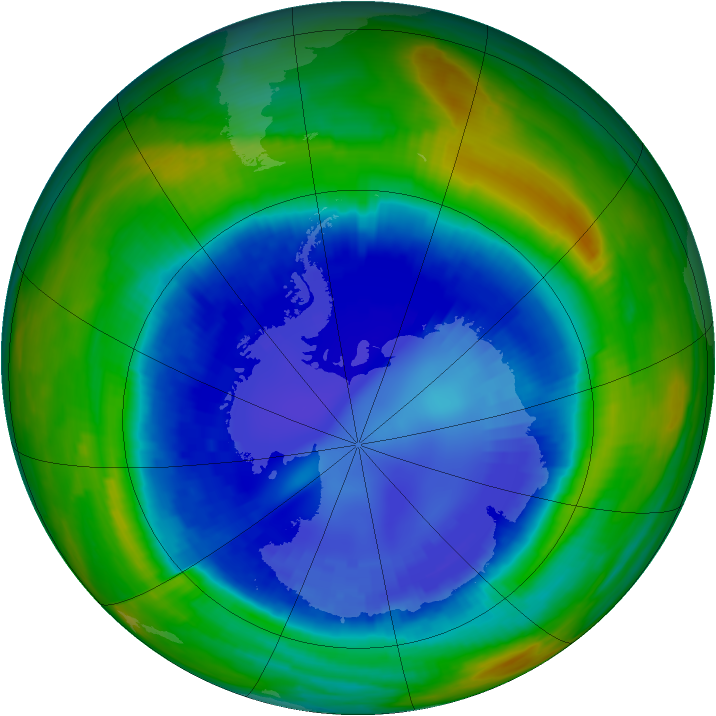 Antarctic ozone map for 30 August 1998